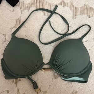 Victoria's Secret green bombshell Bikini Top with Gold Detail 34C